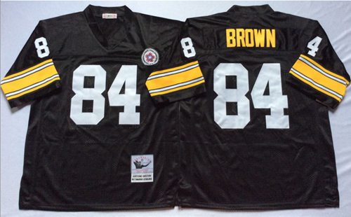Mitchell And Ness Steelers #84 Antonio Brown Black Throwback Stitched NFL Jersey - Click Image to Close